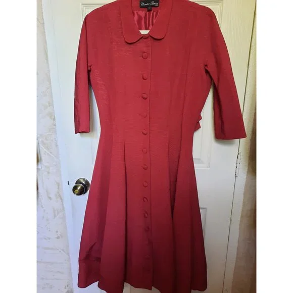 Trashy Diva Grace coat red ribbed rayon *Damaged* - Picture 3 of 5